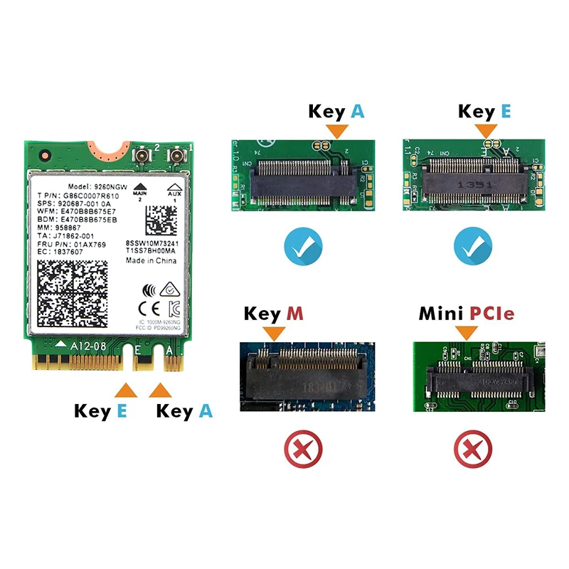 Двухдиапазонная беспроводная Wi Fi карта 9260AC 9260NGW NGFF 2 4 ГГц/5 ГГц 802.11ac Bluetooth 5 0 с
