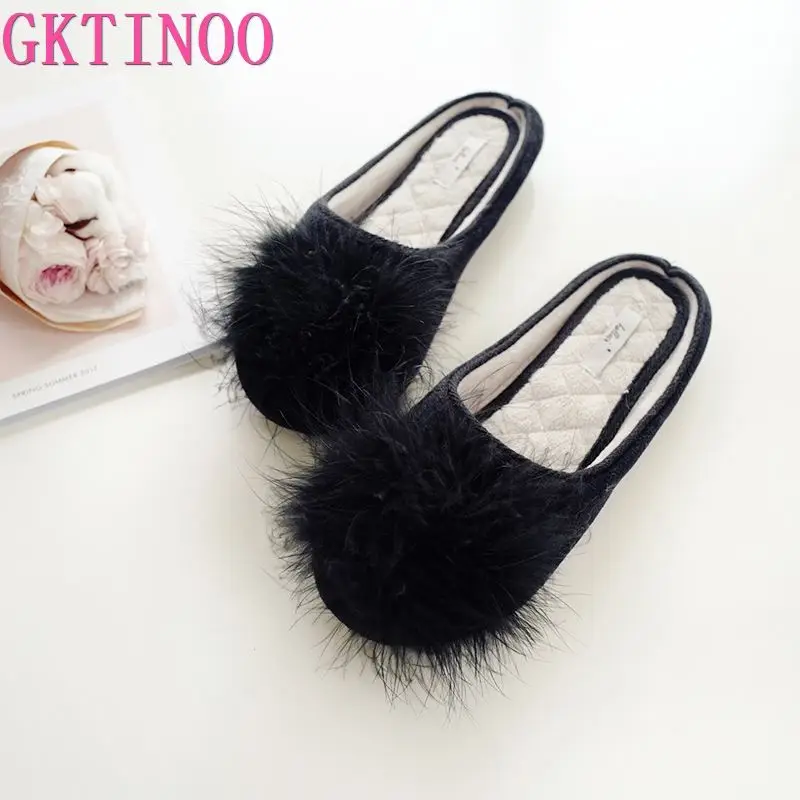 Super Soft Velvet Fur Home Slippers Shoes Women Classic Black Bedroom Non-slip Slippers indoor Floor Slippers Sapato Feminino