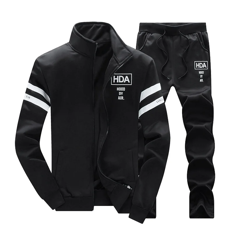 D75 Black Мужской комплект одежды, спортивная одежда, модные толстовки с капюшоном, спортивные комплекты, мужские спортивные костюмы из двух частей, толстовки+ штаны, комплекты из 2 предметов - Цвет: D75 Black