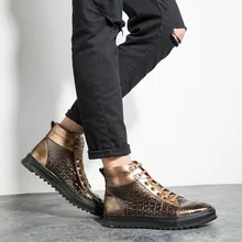 Обувь с высоким берцем; Мужская прогулочная обувь; мужские Ботинки martin; мужские Ботильоны; уличные кроссовки; обувь для отдыха с узором «крокодиловая кожа»