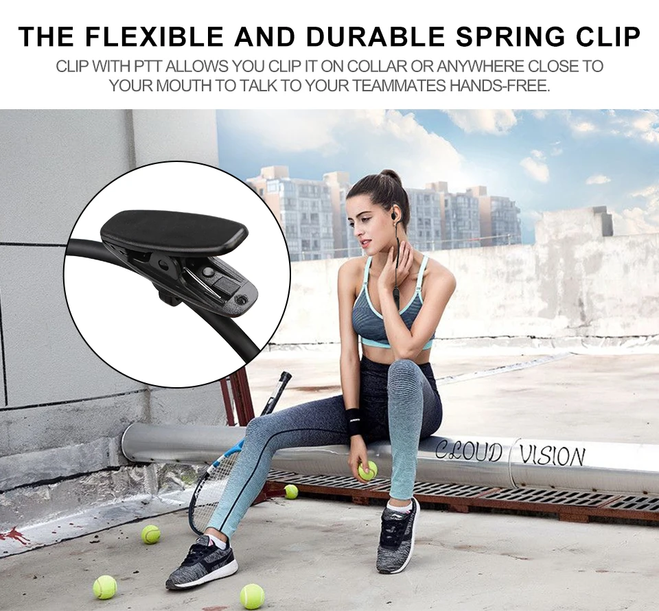 EEK010 Walkie Talkie Earpiece 2Pin K Plug Volume Control PTT Headset for H777 R