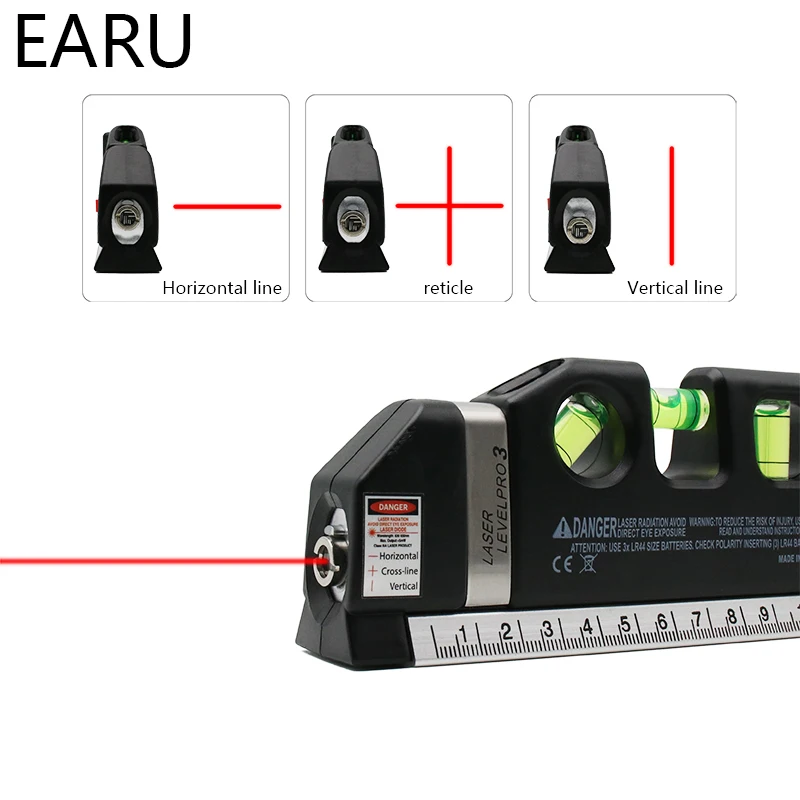 Лазерный уровень Горизонт Вертикальная мера 8 футов выравниватель Стандартные метрические линейки многоцелевой измерительный нивелир черная лента выравниватель пузырьки