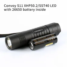 Comboio preto s11 com xhp50.2/sst40 led, 26650 lanterna, luz da tocha, com 26650 bateria para dentro