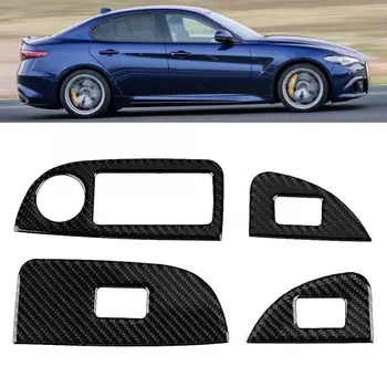 

4pcs Carbon Fiber Car Window Control Lift Switch Cover Trim Fit for Alfa Romeo Giulia 17-19 car accessories interior