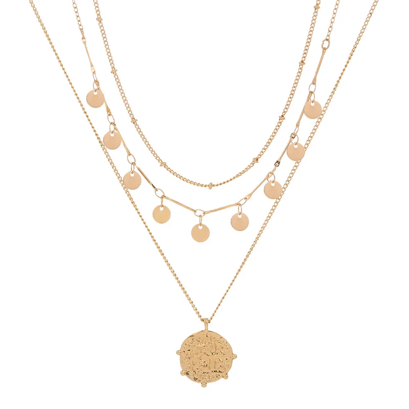 

Canner European and American Original Disc Tassel Retro Roman Portrait Pendant Multilayer Necklace For Women Fashion Jewelry