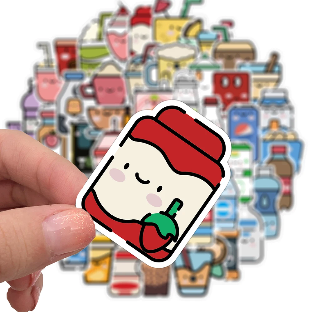50PCS Cute Drink Anime Stickers Aesthetic Kawaii Laptop Guitar Luggage Fridge Phone Graffiti Sticker Decal Kid Classic Toys