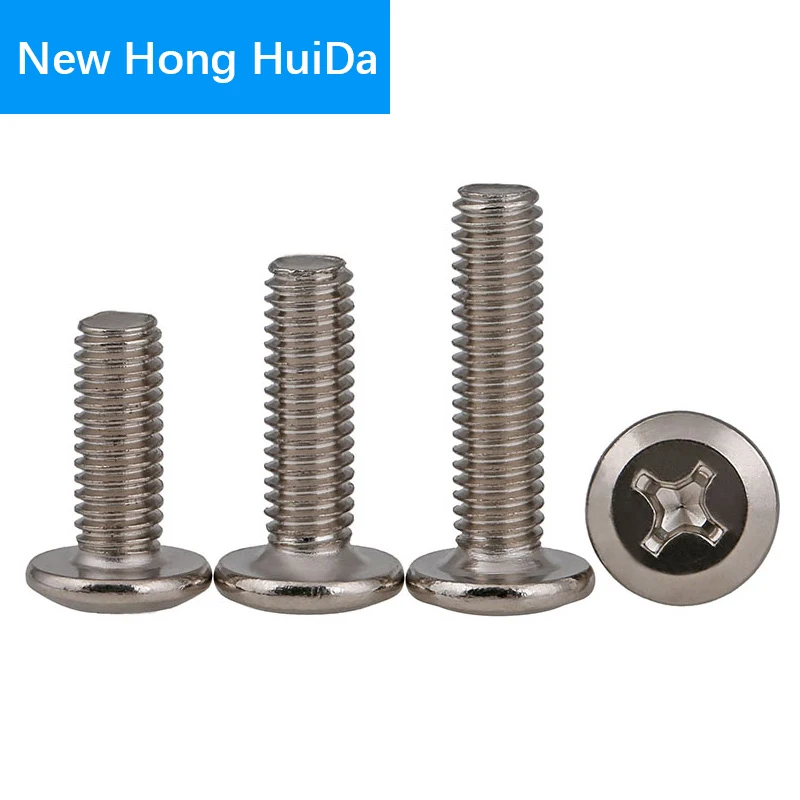 M6 M8 Flat Round Machine Screw Metric Thread Cross Recessed Furniture Screw Bolt Barrel Steel Nickel Plated