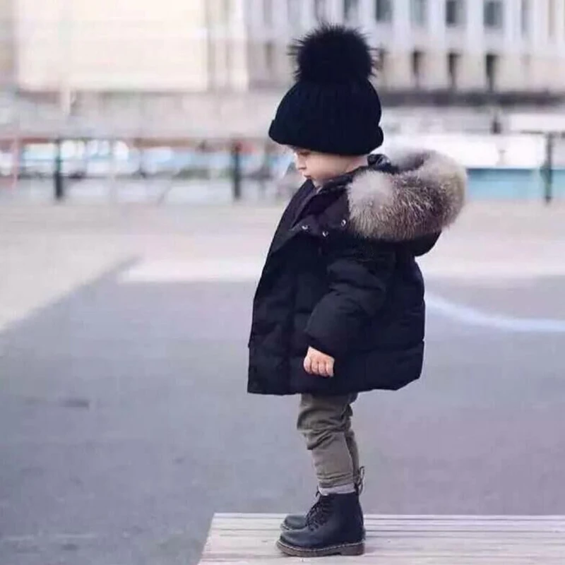 

2019 Fashion Children's Cotton Clothes Baby Boy Clothes Girls Hooded Coat Kids Winter Jacket Fur Collar Windproof Keep Warm