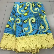 Новейший стиль африканская восковая Кружевная Ткань 5 ярдов в партии африканская Анкара воск вышивка гипюр кружевная ткань для нигерийского платья