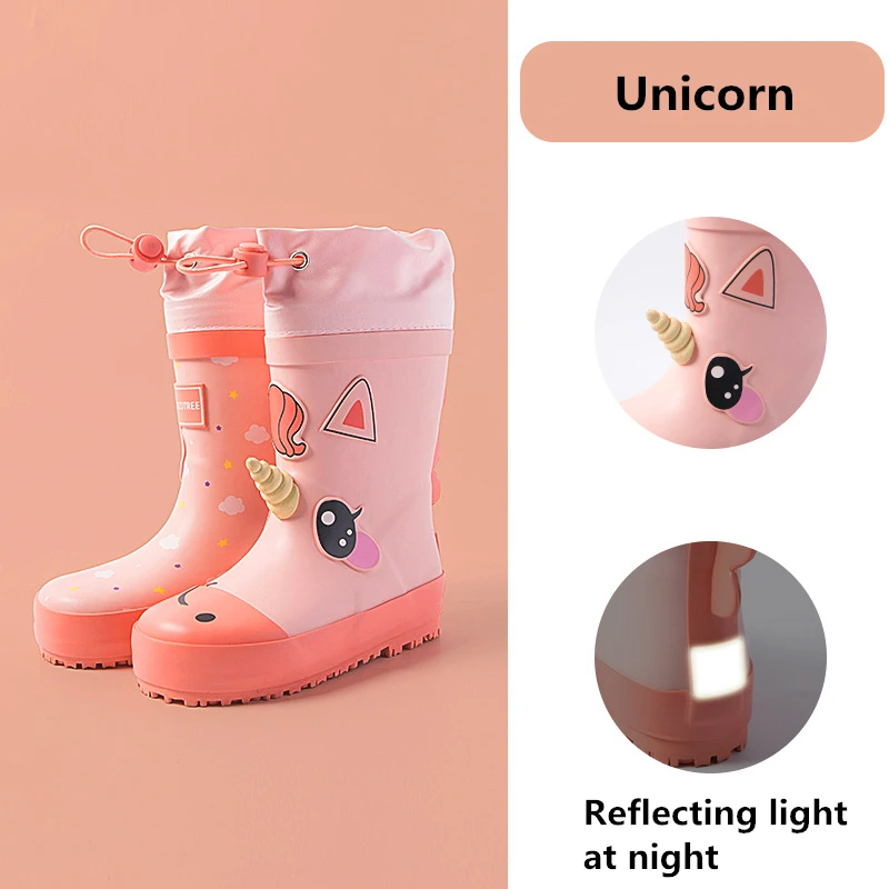 

Kocotree Brand Children Raincoat Mating Rain Boots Baby Boys Girls Rain Shoes Cartoon Dinosaur Unicorn Water Boots