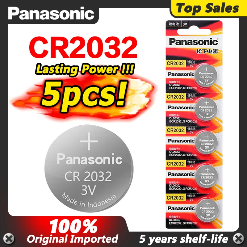 PANASONIC cr2032 5 шт. оригинальная Совершенно новая батарея для 3 в кнопочных элементов