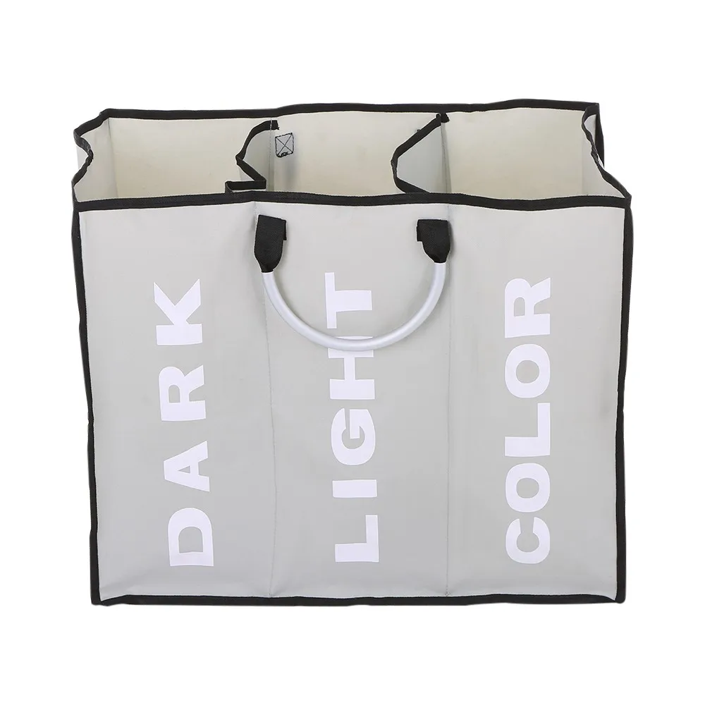 3 решетки складной сортировщик для белья корзина Органайзер корзина для стирки одежды большая корзина для хранения белья - Цвет: Light Grey