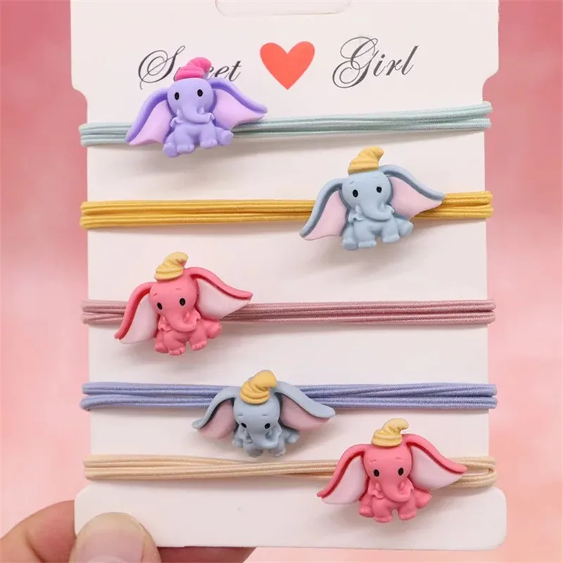 

5Pcs/Lot Fashion Girls Elastic Hair Bands Cute Fly Elephants Hair Accessories Colorful Bowknot Rubber Headbands Hair Accessories