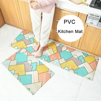 

Long PVC Kitchen Mat Waterproof Bath Carpet Floor Mat Floral Entrance Home Doormat Tapete Modern Bedroom Floor Mats Kitchen Rug