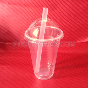 

100 pcs/lot cups 500ml disposable plastic cups transparent tea cups fruit juice beverage cup sand arch cover straw