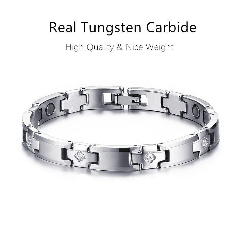 8 мм посеребренный женский браслет из карбида вольфрама с инкрустацией AAA Циркон Здоровье магнитный браслет