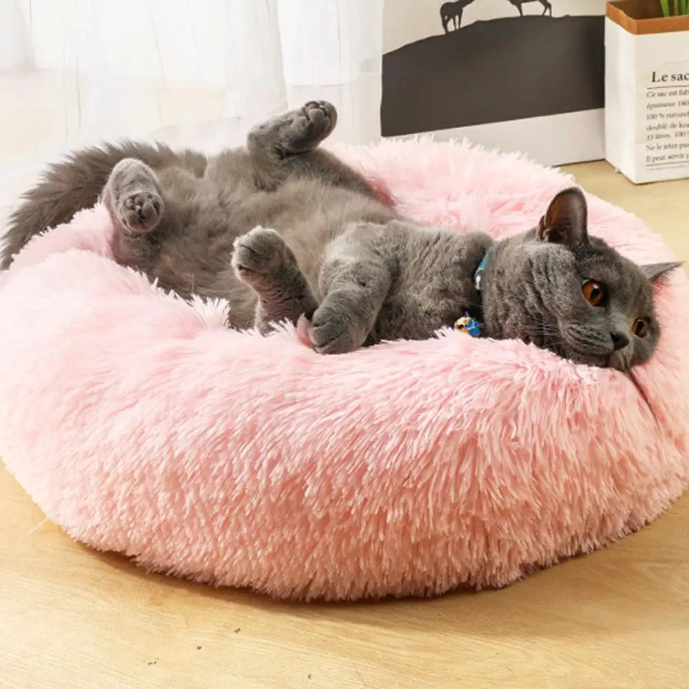 

HSU Round Super Soft Cotton Mats Pet Dog Bed Washable Plush Comfortable Kennel Dogs Pet Litter Deep Sleeping Bed Pet Accessories