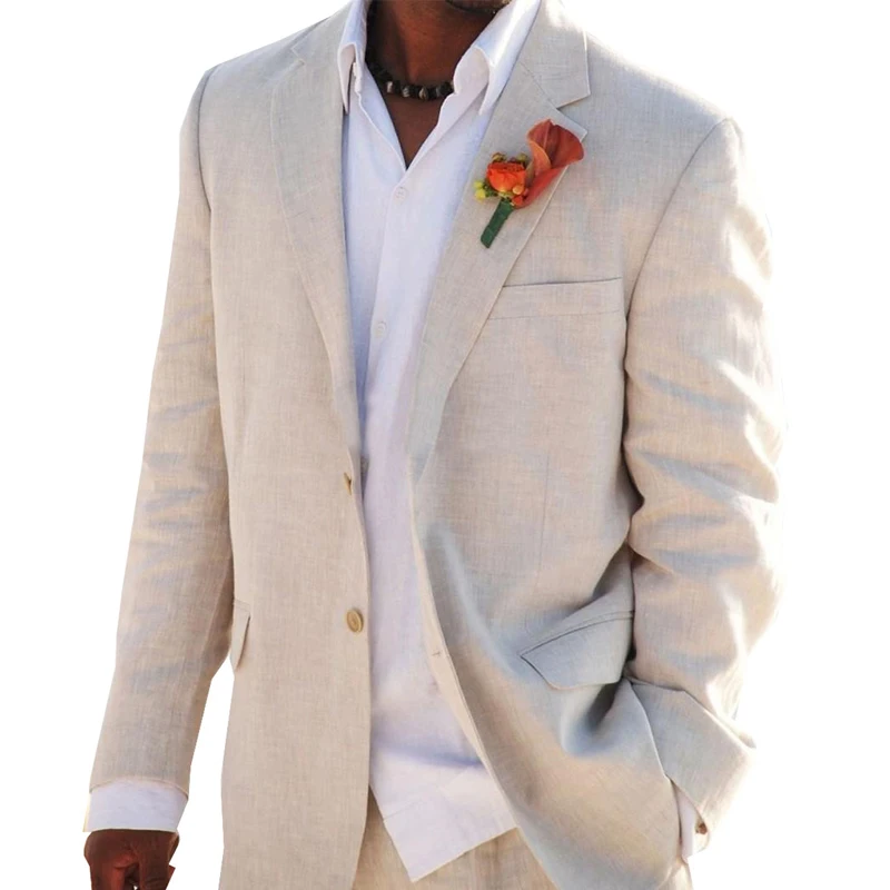 Abiti da uomo in lino Beige per matrimonio estivo da spiaggia Set da 2  pezzi cappotto italiano giacca con pantaloni smoking da sposo su misura  moda maschile|Suits| - AliExpress