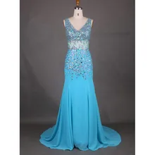 BacklakeGirls Vestidos de fiesta de noche голубое вечернее платье с кристаллами Длинное торжественное платье Abendkleider Robe de soiree