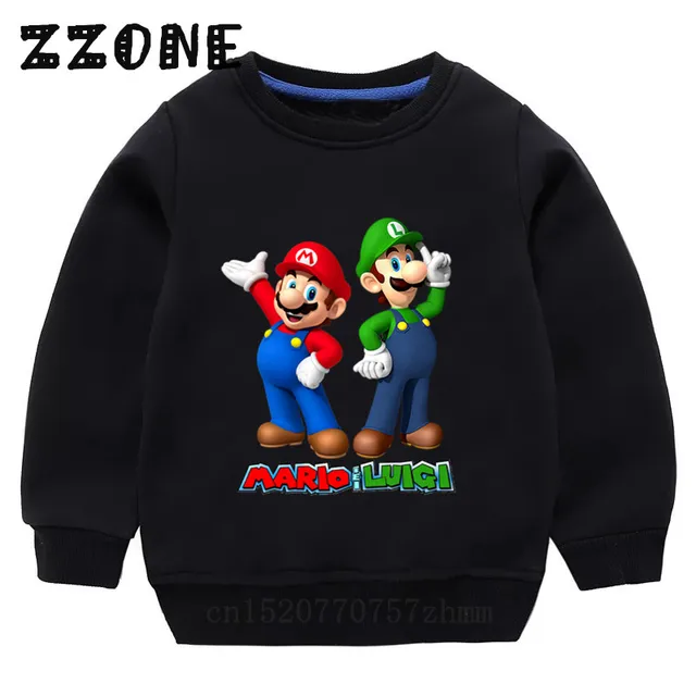 Klassisches Spiel Cartoon Super Mario Bros Kleidung Kinder Hoodie Baby Jungen Hiphop Streetwear S/ü/ße Jacken M/ädchen Sweatshirts M/äntel
