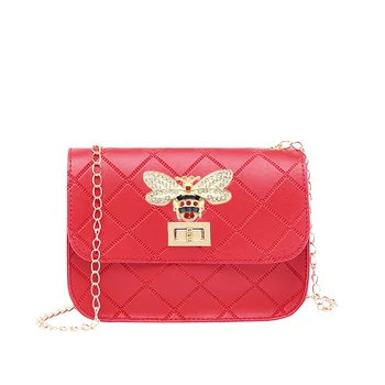 

Bee Purse Shoulder Messenger Mini Bag Crossbody Handbag Coin Purse PU Luxury Brand Women Metal Chain Fashion Lock Wallet
