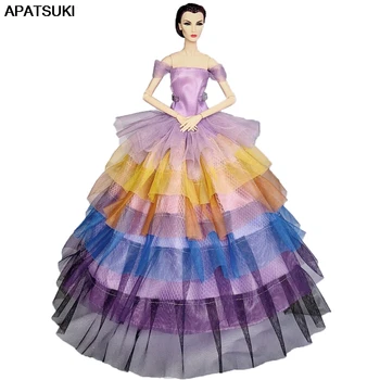 

Rainbow Purple Fashion Doll Clothes For Barbie Doll Gown Wedding Dresses Outfits For Barbie Dolls 1/6 BJD Dolls Accessories