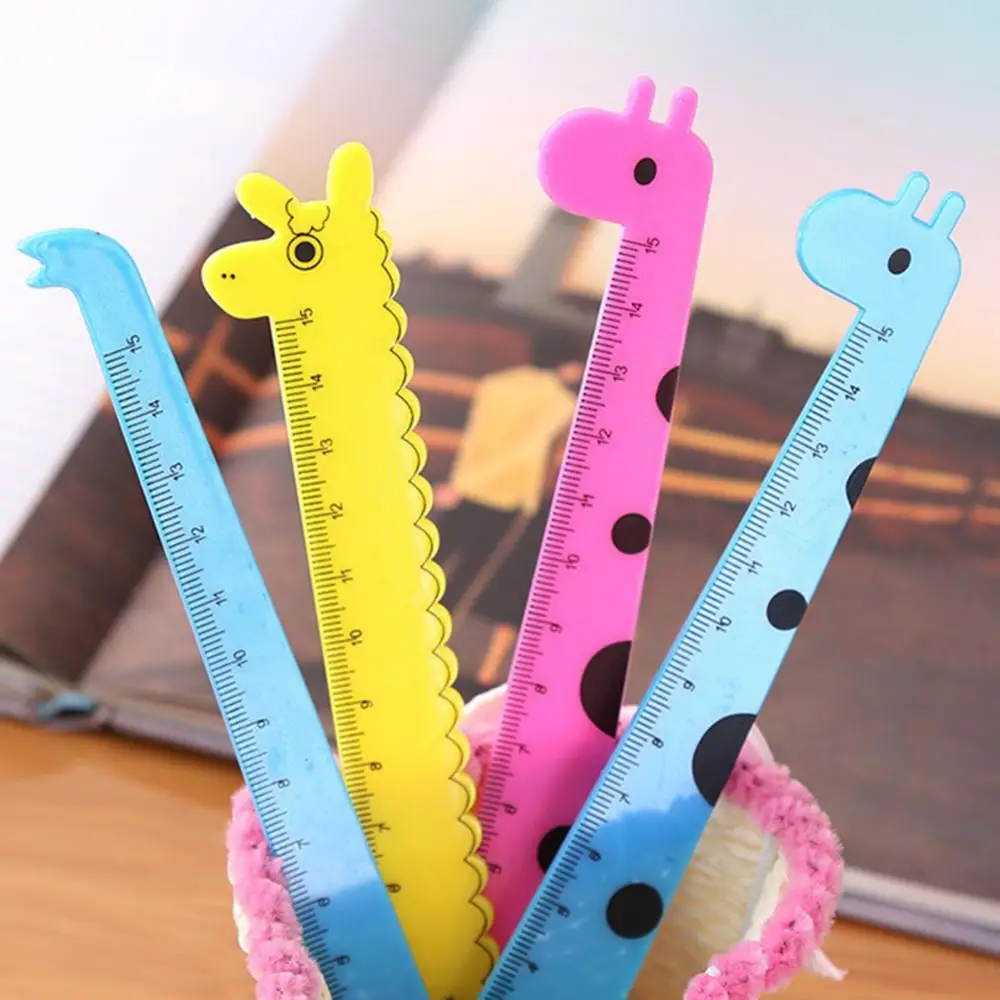 Cute Cartoon Giraffe Animal Plastic Ruler Kids Student School Stationery Gift School Supplies Planner Accessories Student Prize plastic ruler