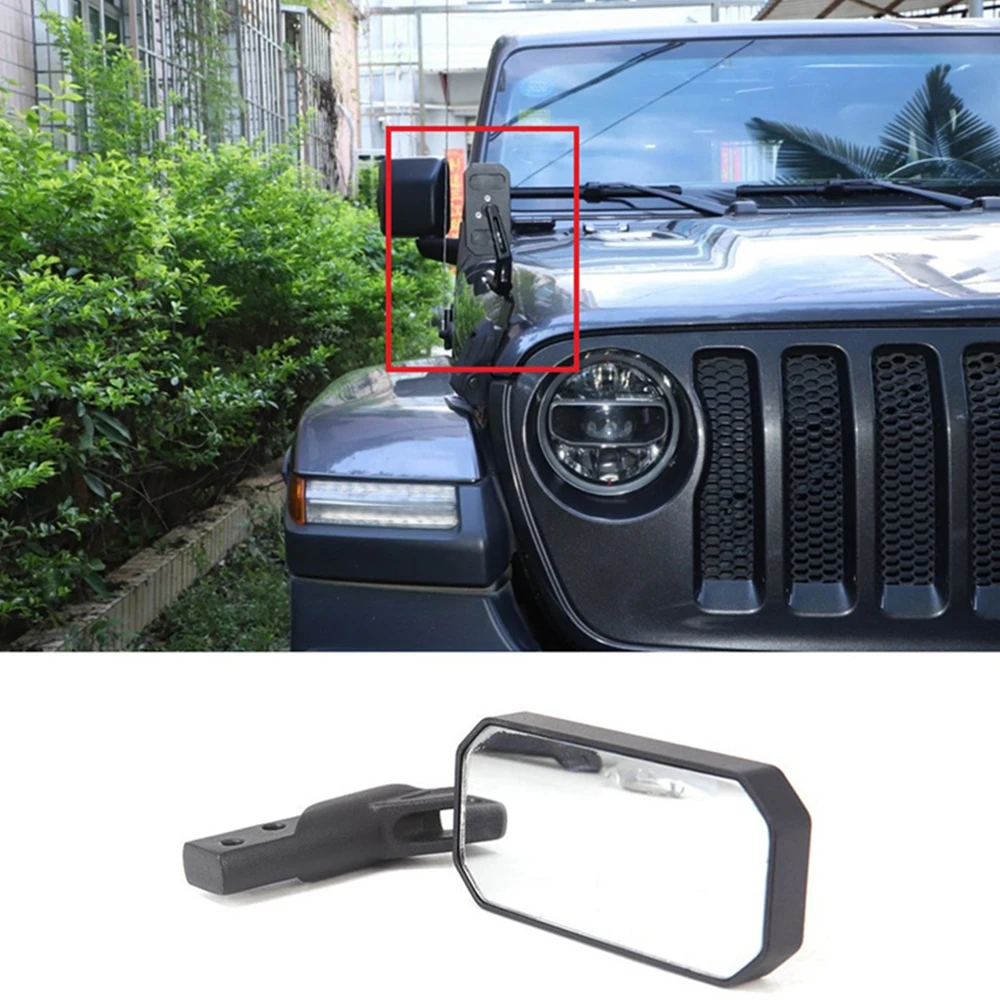 2個黒広角ミラーアクセサリー車フードブラインドスポットミラー反転