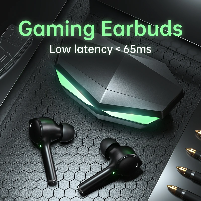 Gaming Earbuds TWS 65ms Low Latency Bluetooth Waterproof Earphone Touch Noise Cancelling Hifi Bass Audio Gamer Headset With Mic