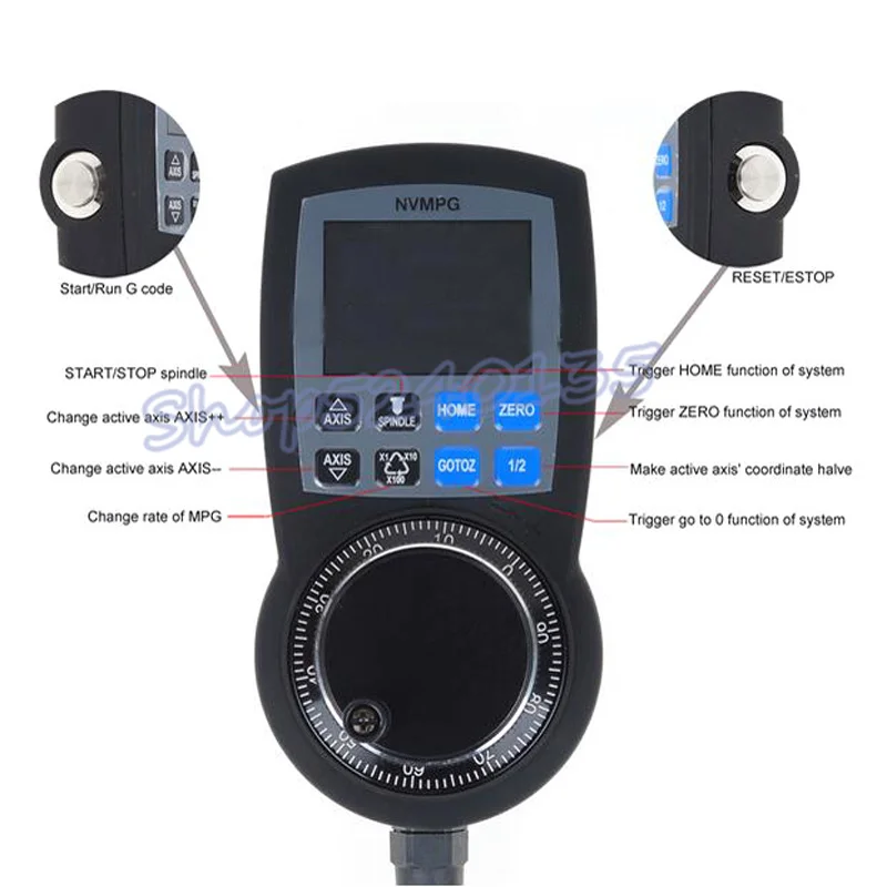CNC 6 Axis NVMPG Manual Pulse Generator Handwheel with LCD RJ45 / DB15 Serial Communication Protocol