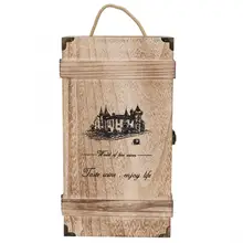 Ретро Винтаж красное вино Подарочная коробка портативный деревянный 2 Чехлы для бутылок красного вина коробка для хранения вина упаковка коробка украшение с веревкой