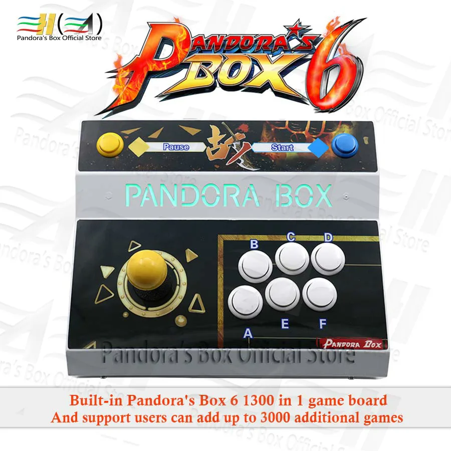 Новинка Pandora box 6 1300 в 1 одинарный Железный консоль аркадная игра fight stick Поддержка FBA MAME PS1 может добавить 3000 игр 3d tekken