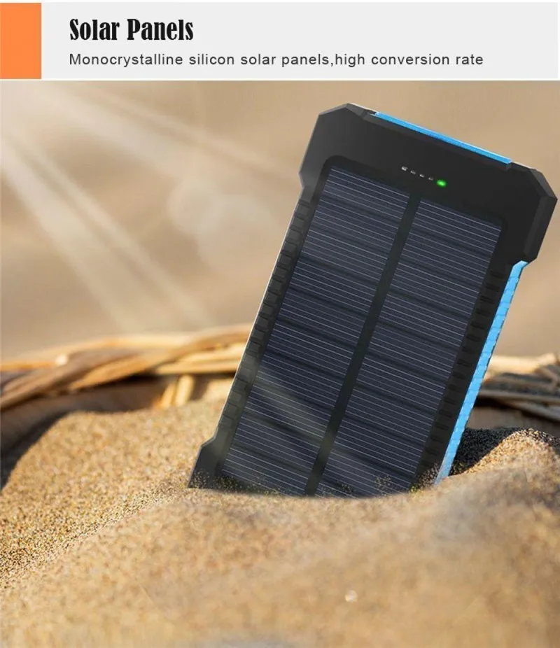 external battery 50000mAh Portable Solar Power Bank Charger Large Capacity 2 USB Outdoor Camping External Battery for Xiaomi Samsung powerbank for phone