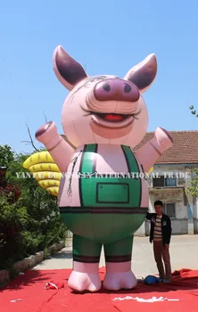

Advertising display giant inflatable pig fly with swings for promotion event decoration