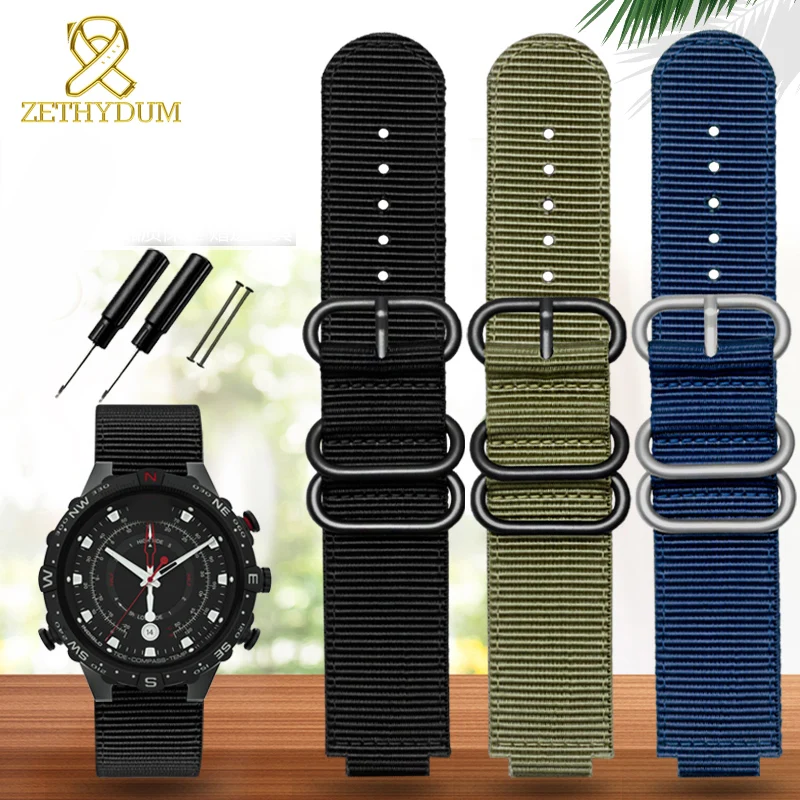 Ремешок нейлоновый для часов timex watch T2N721 T2N720 739 TW2T6300 браслет 24*16 мм с винтовым