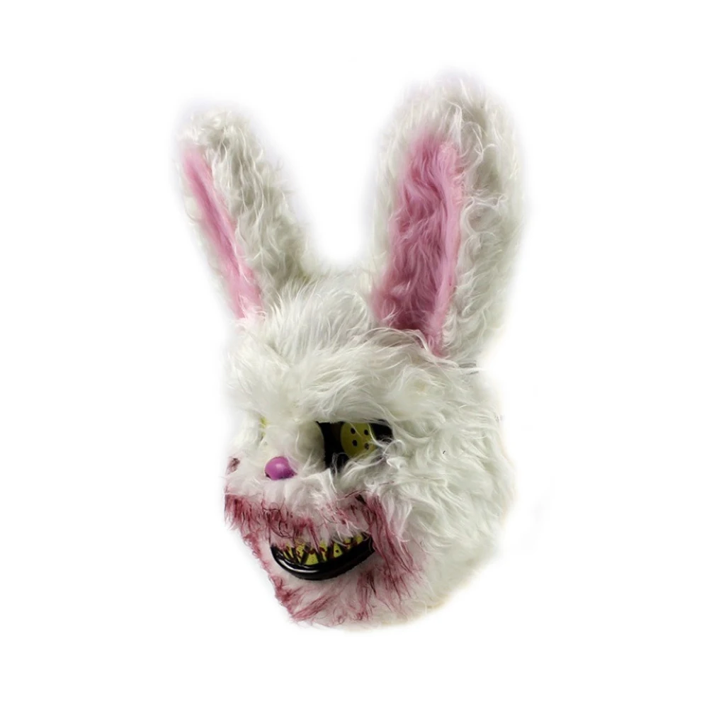 

Plush Rabbit Halloween Horror Bar Costume Bloody Toy Killer Creepy Props Prank Party Nightclub Bunny Mask Scary