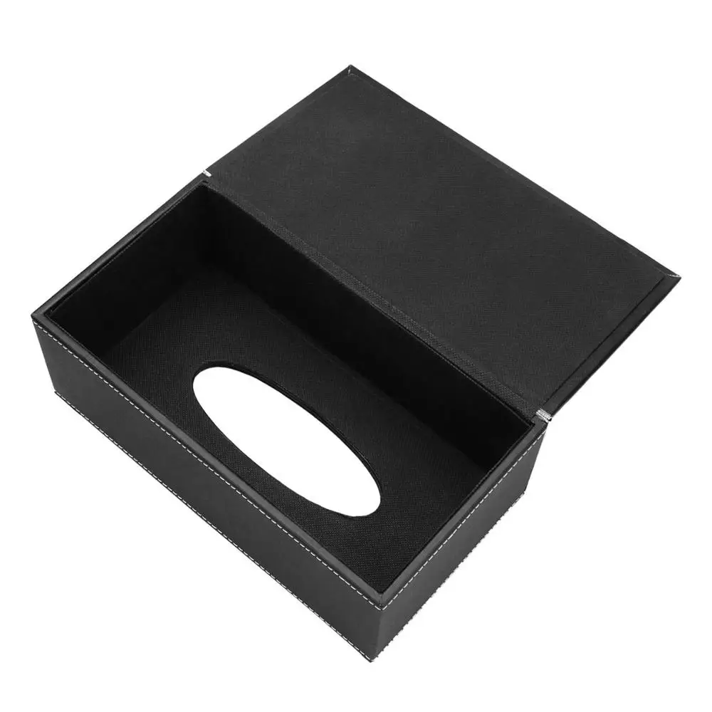 PU Leather Tissue Box Holder Rectangular Napkin Holder Pumping Paper Case Dispenser For Home Office Car Automotive Decoration