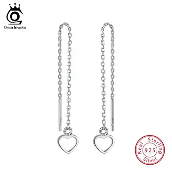 

ORSA JEWELS 925 Sterling Silver Drop Earrings For Women Romantic Heart Shape Earring Fashion Wholesale Jewelry For Female SE77