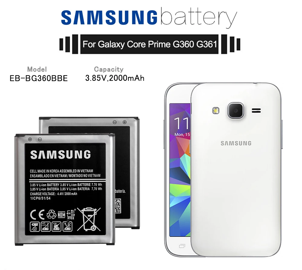 Samsung телефон батарея EB-BG360BBE для samsung Galaxy Core Prime G360 G361 G360V G3608 G360H 2000 мАч