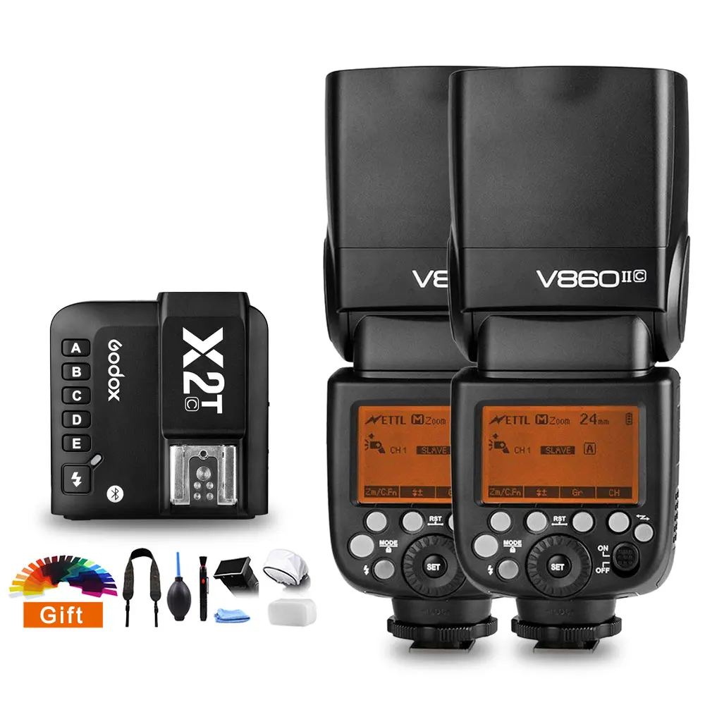 2PS V860II-C and X2T Godox Ving V860II V860II-C GN60 E-TTL HSS 1/8000 литий-ионный аккумулятор Speedlite Flash с X2T-C триггером для вспышки передатчик для Canon - Цвет: 2PS V860II-C and X2T