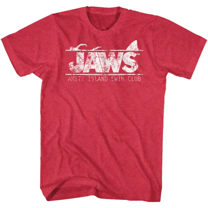 Футболка &quotЧелюсти&quot с эффектом потертости Amity Island Swim Club Cherry Heather Tee | Мужская