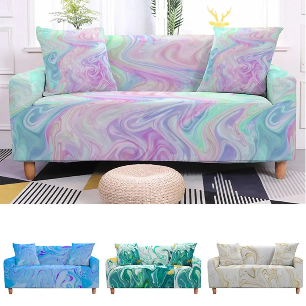 

3D Colorful Marble Sofa Cover Couch Cover Elastic Slipcover Stretch Sectional Sofa Cover Armchair Slipcovers for Living Room