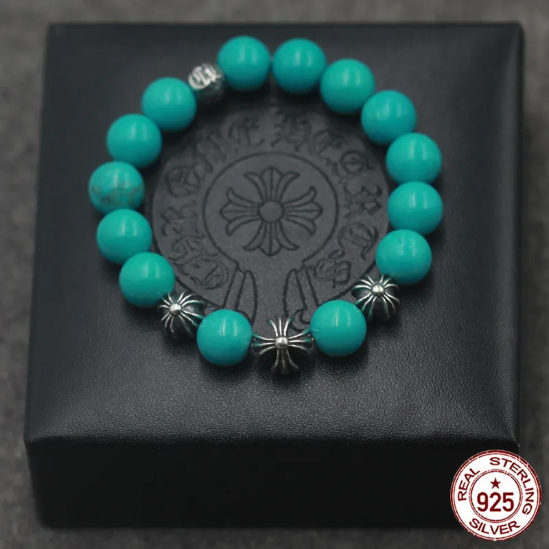 S925 Серебряный браслет стильные персонализированные украшения крест Бусины Панк Хип-хоп стиль пара моделирование подарок на день рождения для любви