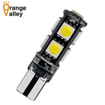 

100pcs High Quality T10 9SMD 5050 CANBUS NO ERROR 194 168 192 W5W 9 LED Car Interior Light Wedge Lamps Free Warning Wholesale