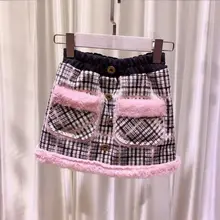 Новая зимняя теплая клетчатая юбка для девочек модный дизайн