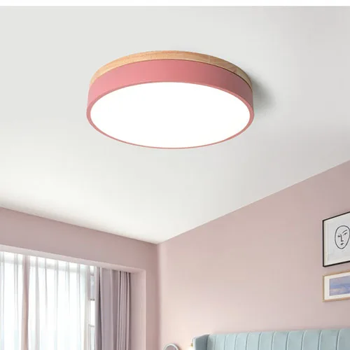 Современный светодиодный потолочный светильник, ультра-тонкий светильник для гостиной, спальни, панель, поверхностное крепление, пульт дистанционного управления - Body Color: Pink