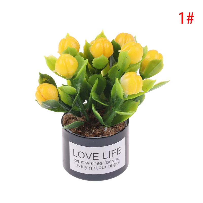 1Pc 1:12 Dollhouse Mini Iron Potted Plant Pot Lavender Plant Home Garden Decor Dollhouse Collection Kids' Toys 8