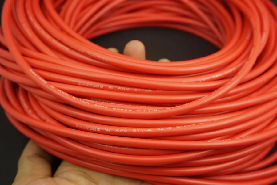 10 м 32,8ft 22AWG 40KV Электрический медный сердечник гибкий силиконовый провод кабель красный