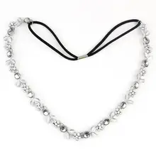 Стразы для женщин и девочек, украшенные листьями, ободок для волос/головной убор/заколка для волос с эластичной лентой(серебро