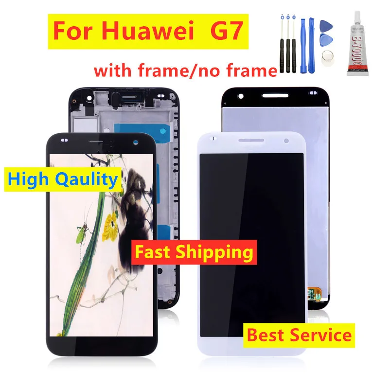 5," Полный ЖК-дисплей для HUAWEI Ascend G7 сенсорный ЖК-экран с рамкой для HUAWEI G7 ЖК-дисплей G7-I01 G7-I03 l01